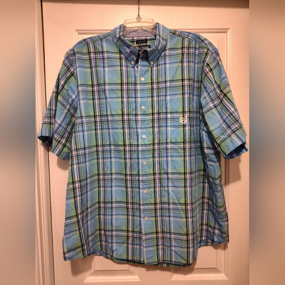 💚 Chaps Blue and Green Button Down Shirt